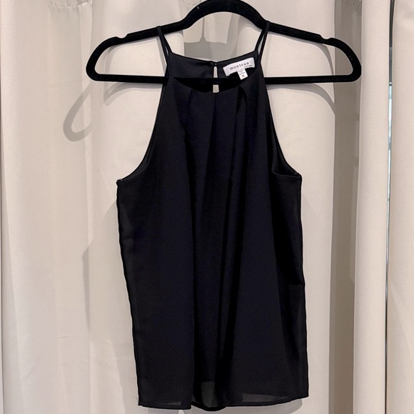 Monteau Elegant Black Sleeveless Chiffon Top Small Preloved - Picture 1 of 5